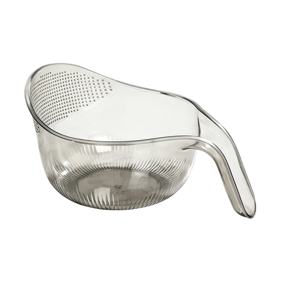 Homellea Rice Washer Strainer Bowl with Handle, 11.53 Inch Gray Kitchen Colander with Side Drain Holes for Rinsing Rice, Grains, Beans, Berries, Fruits, Vegetables and Daily Meal Prep
