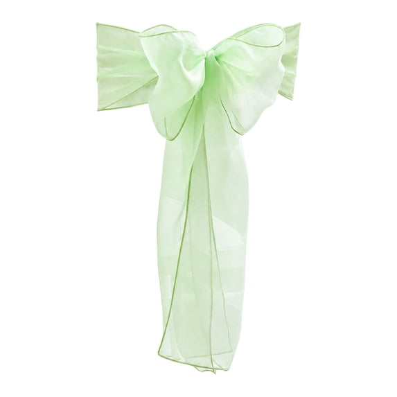 Homellea Sheer Organza Chair Sash, Reusable Long Bow Ribbon Tie for Wedding Reception, Banquet, Birthday, Baby Shower, Hotel and Restaurant Chair Back Decor, 108.26 x 6.69 Inch, Green