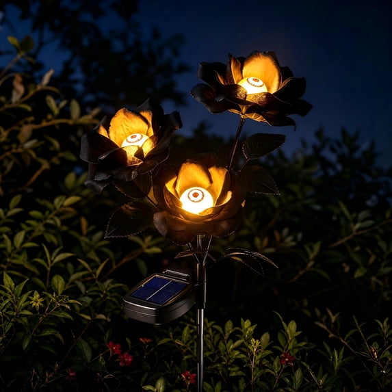 Homellea Solar Black Rose Eyeball Garden Stake Light, 26.38 Inch Halloween LED Decoration with 3 Spooky Flowers for Yard, Lawn, Pathway, Flower Bed, Patio and Graveyard Scene Display
