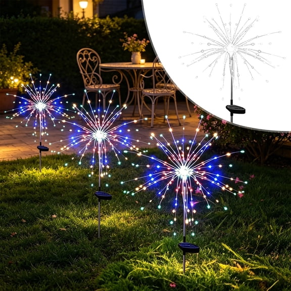 Homellea Solar Firework Garden Stake Light, 16.5 Inch 120 LED Multicolor Dandelion Outdoor Solar Light for Yard, Lawn, Pathway, Patio, Flower Bed, Walkway and Party Decor