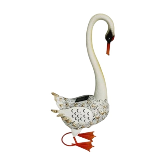 Homellea Tall Neck Solar Swan Garden Statue Light, 29.53 Inch White Metal LED Swan Yard Decor with Hollow Cutout Design for Patio, Lawn, Porch, Backyard, Pathway, Poolside and Garden Decoration