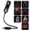 thumbnail image 1 of Homellea USB Halloween Projector Light with 7 Slides, 360 Degree Flexible Gooseneck, for Car Interior and Bedroom, Wall and Ceiling Projection, Halloween Party Decoration, Holiday Decor, 1 of 6