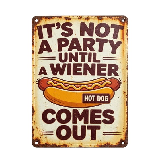 Homellea Vintage Hot Dog Metal Sign, 7.87 x 11.8 Inch Funny Party Tin Wall Plaque with Wiener Quote for Kitchen, Bar, BBQ, Patio, Porch, Garage, Man Cave, Restaurant and Diner Decor