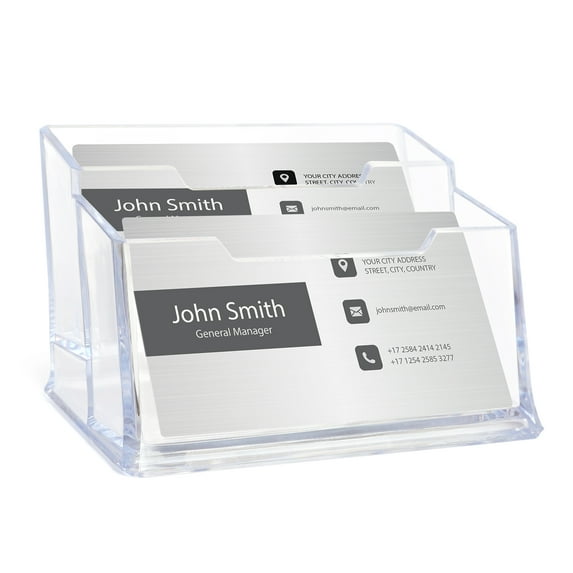 Homelove Clear Business Card Holder for Desk,Acrylic Business Card Stand Business Card Holder Display with 3 Tier for Office-Clear