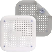 Homelove Drain Hair Catcher, Silicone Shower Drain Hair Catcher Cover with Detachable Suction Cups Drain Hair Strainers Stopper for Bathroom Shower Bathtub Kitchen Sink, 5.7 inch (2 Pack, Grey White)