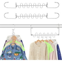 Homelove Magic Hangers Space Saving Closet Organizer Clothes Storage Hangers 2 Pack Multifunctional 360Rotation Stainless Steel Clothes Hanger for Wardrobe Heavy Clothes, Shirts, Pants, Dresses