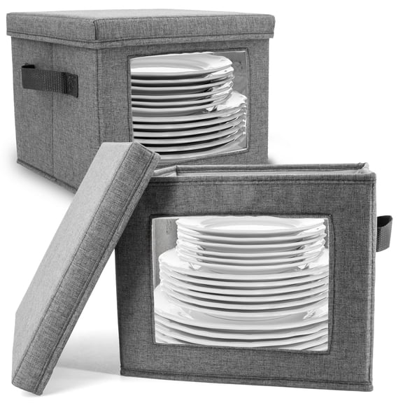 Homelux Theory China Storage Containers, 12"x8" Dinner Plate Storage, 2pc