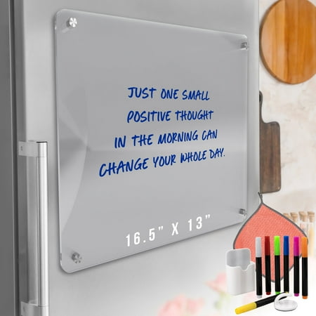 Homelux Theory Magnetic Clear Dry Erase Board, Blank Whiteboard Calendar
