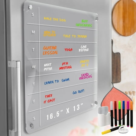 Homelux Theory Magnetic Clear Dry Erase Board, Weekly Dry Erase Calendar