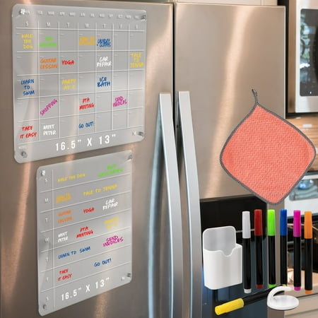 Homelux Theory Magnetic Clear Dry Erase Board, Weekly and Monthly Calendar
