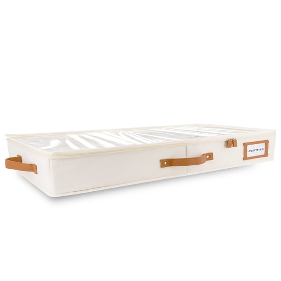 Homelux Theory Underbed Storage Bag, 1pc Low Profile Ivory Closet Organizer