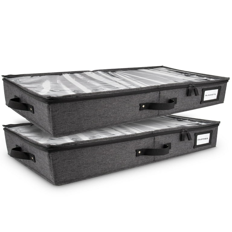 Homelux Theory Underbed Storage Bag 2pc Low Profile Dark Gray Organizer