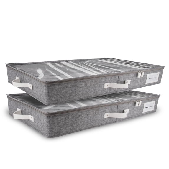 Homelux Theory Underbed Storage Bag, 2pc Low Profile Light Gray Organizer