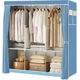 thumbnail image 1 of Homely-Hub 51-Inch Simple Portable Closet Wardrobe, 16mm Thick Pipe Clothing Storage Rack with Non-Woven Fabric Cover, 3 Hanging Rods, Suitable for Bedroom, Living Room, Sky Blue, 1 of 14