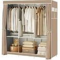 thumbnail image 1 of Homely-Hub 51-Inch Simple Portable Closet Wardrobe, 16mm Thick Pipe Clothing Storage Rack with Non-Woven Fabric Cover, 3 Hanging Rods, Suitable for Bedroom, Living Room, Beige, 1 of 14