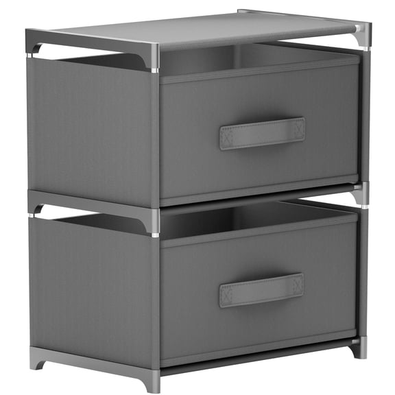 Homely-Hub Non-Woven Fabric Multi-Functional Storage Cabinet, 2-Drawer Fabric Dresser for Bedroom, Living Room, Hallway,10.24×15.75×17.32 inches,Gray