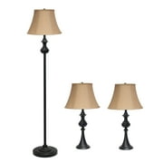 Homely Traditional Valletta 3 Piece Metal Lamp Set (2 Table Lamps, 1 Floor Lamp) For Living Room, Bedroom, Home D�cor