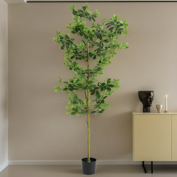 HomelyGreen 6ft Artificial Ficus Tree for Home Decor – Realistic Fake Plant with Collapsible Trunk, UV-Resistant Leaves, Easy Assembly (1 Piece)