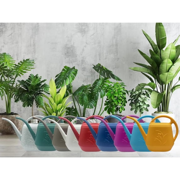 HomelyJoy 1 Gallon Light Blue Watering Can, Heavy Duty Plastic Plant Watering Pot with Extended Spout and Ribbed Non Slip Grip for Houseplants and Garden