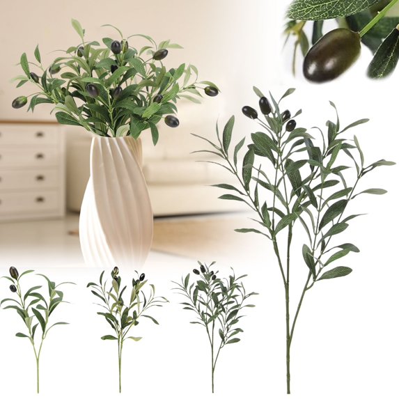 HomelyJoy 11" Artificial Olive Branches Stems, Faux Olive Tree Greenery for Small Vase, Tabletop Decor for Home Office Wedding Party