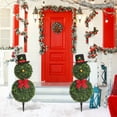 thumbnail image 1 of HomelyJoy 35" Snowman Topiary with Santa Hat, Outdoor Christmas Topiary in Terracotta Pot, All-Weather Boxwood & Wicker Design for Porch, Yard, Garden Holiday Decor, 1 of 6
