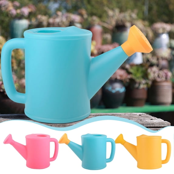 HomelyJoy 700ml Small Yellow Plastic Watering Can, 0.22 Gallon Cute Kids Water Pot with Sprinkler Head and Handle for Indoor House Plants Bonsai Gardening, 1pc