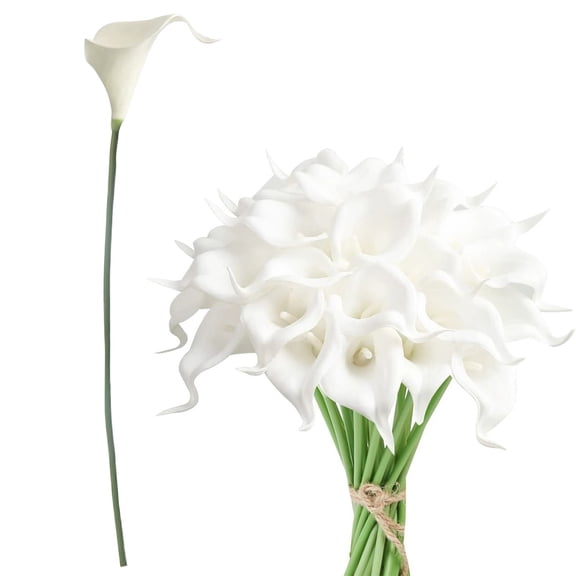 HomelyJoy Artificial Flower 1 White Calla Lily Faux Flower Single Stem Decorative Bouquet for Vase Wedding Home Decor 13.77 x 2.76 in