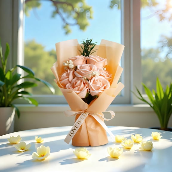 Homesteed Artificial Rose Bouquet Eternal Rose Bouquet Fake Rose Bouquet Handmade Rose Flowers Realistic Bouquet-Shaped Custom Colors Long Lasting Gift