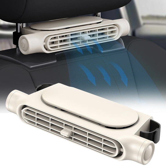 HomelyJoy Car Seat Headrest Fan, Mini Portable USB Charging Cooling Fan with 3 Adjustable Wind Speeds for Driver and Backseat Passengers, White, 1 Pack