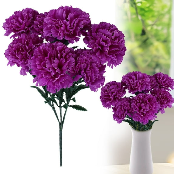 HomelyJoy Carnation Flowers Artificial 7Heads Silk with Stems Easy to Shape DIY Wedding Bouquets Home Party Floral Decor for DIY Crafters & Wedding Decorators