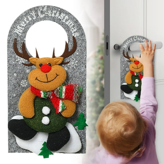 HomelyJoy Christmas Cabinet Handle Covers, Christmas Door Knob Covers, Christmas Door Decor - Holiday Doorknob Hangers, Merry Christmas Ornament Signs for Indoor Use in Home, Hotel, Bedroom Doors