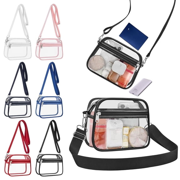 HomelyJoy Clear Crossbody Bags Stadium Approved Clear Bag PVC Clear Purse Waterproof Clear Stadium Bag with Adjustable Strap for Women Concerts Festivals Sports, 1 pc