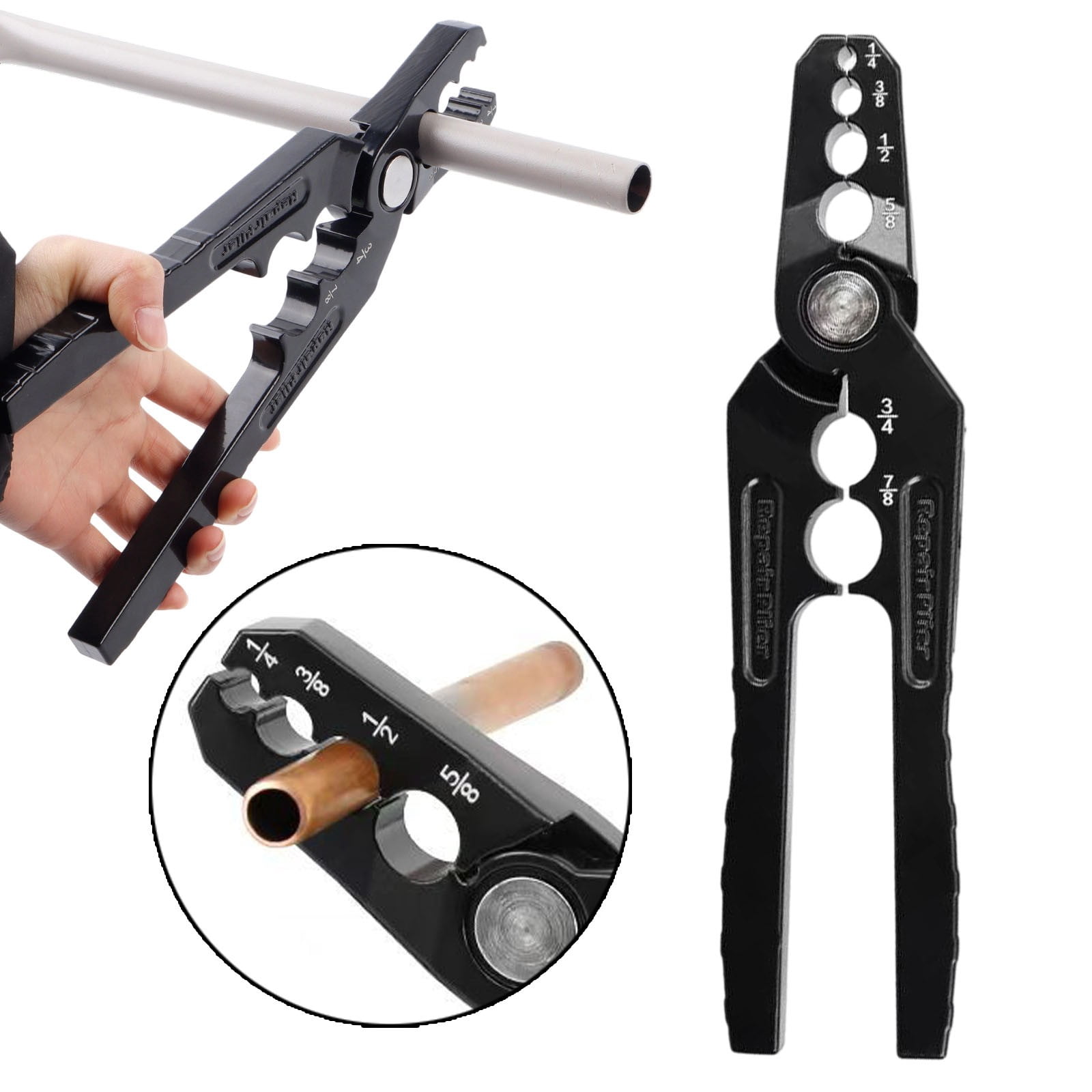 HomelyJoy Copper Tube Rounder, 6 Hole Pipe Rounding Tool for 1/4 in to 7/8 in Tubing, Manual HVAC and Plumbing Repair Pliers for Accurate Reshaping