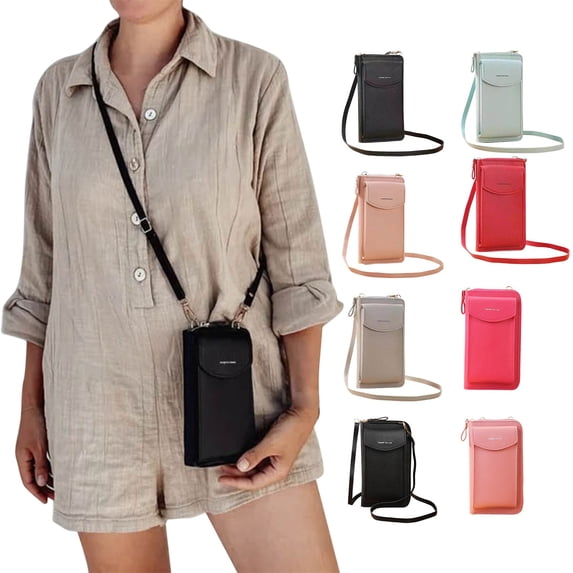 HomelyJoy Crossbody Bags for Women Small Purse Clutch Wallet Mobile Phone Bag Double Layer Shoulder Bag with Detachable Strap for Travel Everyday Use, 1 pc
