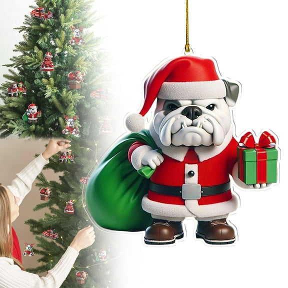 HomelyJoy Dog Ornaments and Christmas Red Truck Decor, Funny Acrylic Animal Ornaments for Xmas Tree, Christmas Dog Party Supplies for Pet Lovers Home Farmhouse Decor