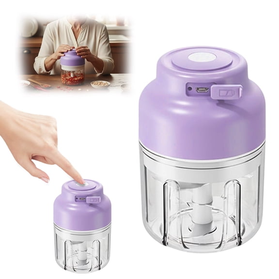 HomelyJoy Electric Garlic Chopper Mini Food Chopper Rechargeable Wireless Onion Chopper Nut Grinder Cylindrical Split Design 1 pc 3.14 x 4.92 in