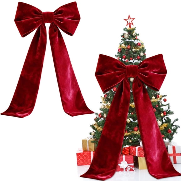 HomelyJoy Extra Large 6ft Velvet Christmas Bow Tree Topper, Premium Satin Finish Big Bow for Christmas Tree, Lazo Grande para Árbol Navideño, Durable for Indoor Outdoor Xmas Decorations