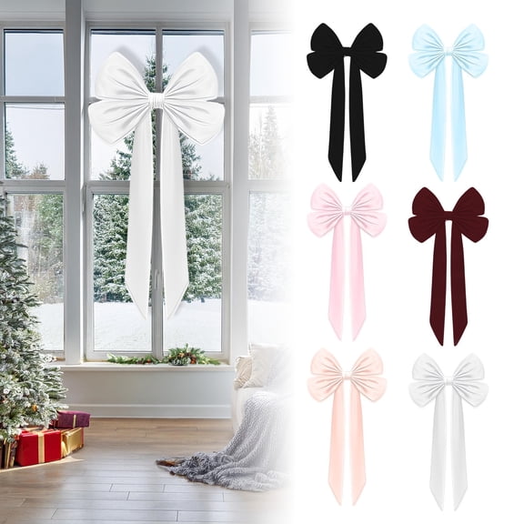 HomelyJoy Extra Large Velvet Christmas Bow for Front Door and Tree Topper, Giant 40x80 Inch Decoration with Long Streamers for Holiday Home Decor, Large Velvet Bows, Christmas Ribbon