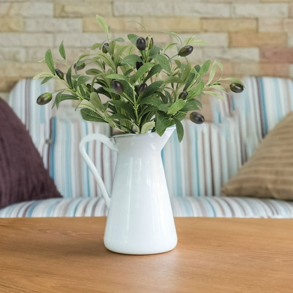 HomelyJoy Fake Olive Branches 11" Tall, Artificial Olive Tree Greenery Stems for Vase, Tabletop Decor for Home Office Wedding Party
