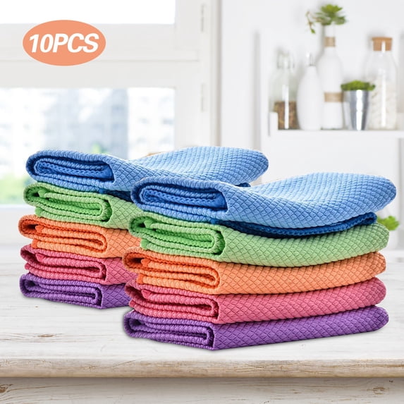 HomelyJoy Glass Cleaning Cloth, Nanoscale Microfiber Towels Reusable, Streak Free & Lint Free Magic Polishing Rag for Windows, Mirrors,Kitchen Counter,Dishes Drying, Household Cleaning Tools, 10 Pack