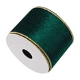 thumbnail image 1 of HomelyJoy Green Christmas Ribbon 2.5 Inch Wide, Heavy Duty Thick Wired Double Sided Green and Gold Velvet Ribbon with Gold Trim for Christmas Tree Bows, Wreaths, Gift Wrapping, Garlands Home Decor, 1 of 2