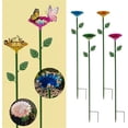 thumbnail image 1 of HomelyJoy Green Metal Flower Bird Feeder and Bee Watering Station, Decorative Garden Stake for Butterflies and Pollinators, Outdoor Patio Yard Art, 25 in, 1 of 7