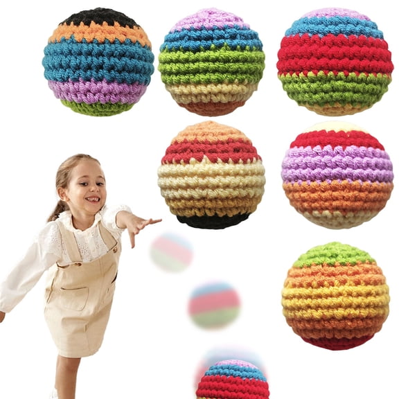 HomelyJoy Handmade Knitted Footbag, Colorful Crocheted Sandbag Toy for Outdoor Throwing Game, Soft Durable Kickball Trick Sacks for Kids Beginners, 1.97 Inch