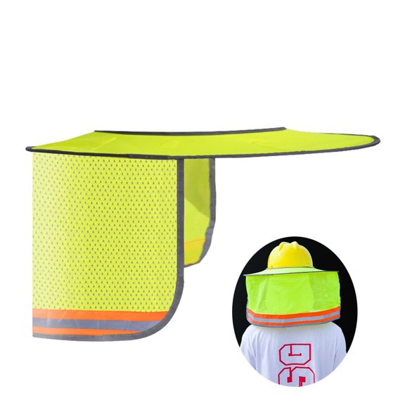 HomelyJoy Hard Hat Sun Shade, Red Mesh Helmet Neck Shield with Reflective Stripe, Breathable Polyester Construction Cooling Gear for Safety Helmets, 1pc