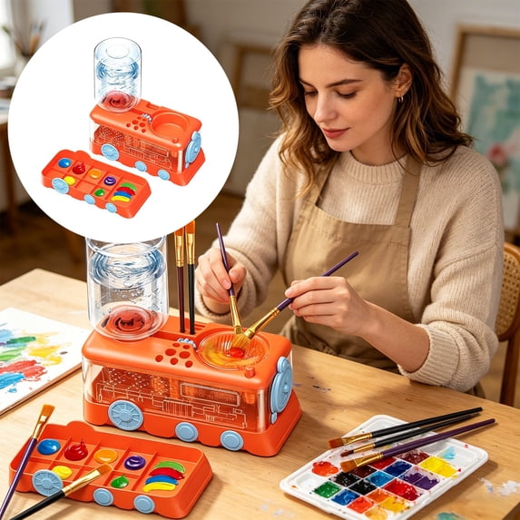 HomelyJoy Paint Brush Rinser, Hands Free Water Cycle Cleaner Station for Miniature Acrylic Watercolor Detailing, Art Tools Maintenance Rinser Kit, 1 Pack