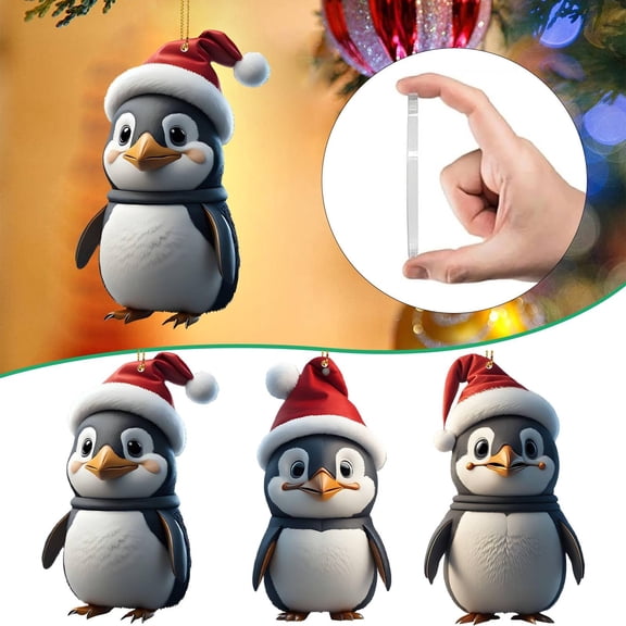 HomelyJoy Penguin Ornaments - Handmade Christmas Penguin Decor - Festive Tree Topper & Suncatcher - Perfect Gifts for Penguin Lovers