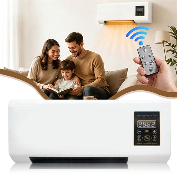 HomelyJoy Portable Air Conditioner Wall Mounted Fan, 21.26x7.87 Inch Personal Air Cooler Heater with Remote Control for Bedroom Desktop Living Room, 1x
