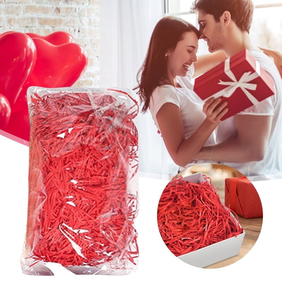 HomelyJoy Red Raffia Shredded Paper 30g Gift Box Filler Decorative Crinkle Cut Paper for Wedding Birthday and Valentine Decor