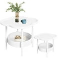thumbnail image 1 of Homesteed Side Table End Table 2 Tier Side Table Small Sofa Table Plastic Round Removable Tray Easy Assembly, 1 of 8