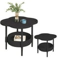 thumbnail image 1 of Homesteed Side Table End Table 2 Tier Side Table Small Sofa Table Plastic Round Removable Tray Easy Assembly, 1 of 8